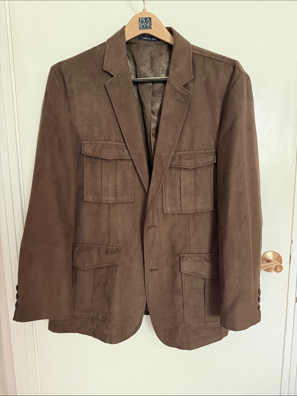 Alan Flusser Brown Suede Military Field Jacket